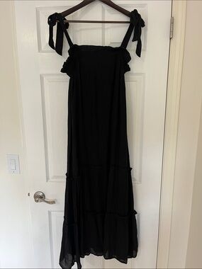Blu Pepper Black Tie-Shoulder Maxi Dress - Women's Summer Dress Medium